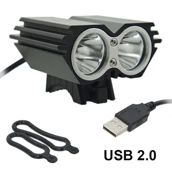 USB Dviračio Šviesos Solarstorm Dviračių lempos 2 X T6 LED 5000 Liumenų Dviračių Šviesos žibintai + O žiedas (be baterijų kroviklis)