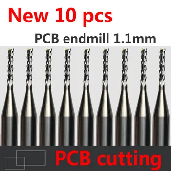 10vnt Karbido PCB CNC Graviravimas Bitai Pabaigos Cutter pjovimo Frezavimo gręžimo skylės endmill 1.1 mm Skersmens # ST3.1.107