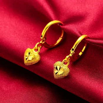 24K Gold-Filled Stud Auskarai, Skirta Moterų Širdies Granulių vandens lašelius Earing Brincos Femme Vestuvių Papuošalai, Aksesuarai, Šaliai, Dovanos