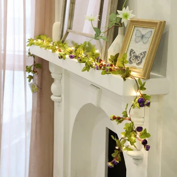 Gėlių Pumpurai ir Šiltai Balta LED Lemputė 7.2 ft Dirbtinių Gėlių, Rožių Vynuogių String Žibintai su Violetine Sode Šalis, Vestuvių Dekoras