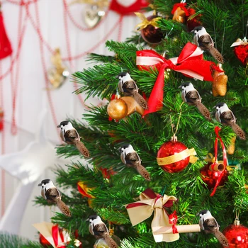 12Pcs Medžio Lašas Ornamentu Kalėdų Dirbtinių Paukščių Balta/Ruda Kalėdų Paukščių Asortimentas Kabo Pakabukas Žiemos Balandžiai Namų