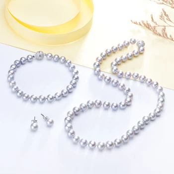 Zorun Originali Natūralių Gėlavandenių Perlų Rinkiniai Fine Jewelry 9-10mm su Magnetinis Užsegimas, su Cirkono Moterims, Naujas Dizainas, Geros Pardavimas