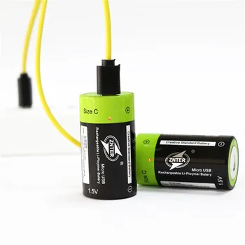 ZNTER 4pcs 1,5 V Įkrovimo Baterija (akumuliatorius Ličio Li-polymer 3000mAh C Dydžio USB, C Tipas, Li-ion Galinga Baterija, USB Įkrovimo Kabelis