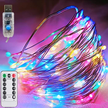 LED Pasakų String Žibintai USB Girliandą Nuotolinio Valdymo 5M / 10M / 20M Varinės Vielos Lempos Kalėdų, Vestuvių Namų Šaliai Dekoro