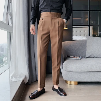 Britų Stiliaus Rudenį Naujų Solidus Verslo Laisvalaikio Kostiumas Kelnės Vyrams Oficialų Kelnes 2021 Aukštos Kokybės Slim Fit Office Kelnės Pantalon