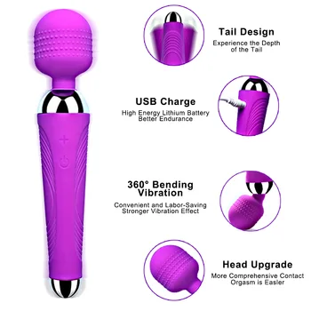 USB Įkrovimo Moterų 10-Dažnio Vibratoriai, Vibratorius AV Vibratorius Masturbacija Prietaiso Suaugusiųjų Sekso Žaislai, Sekso Žaislai Belaidžio Dildo