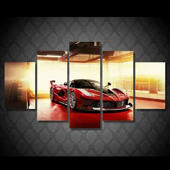 5 Gabalo Drobės, Sienos Meno Modulinės Ferrari Raudonas Sportinis Automobilis Plakatas Kambarį Šiuolaikinės Tapybos Spaudinių Miegamasis HD Namų Puošybai