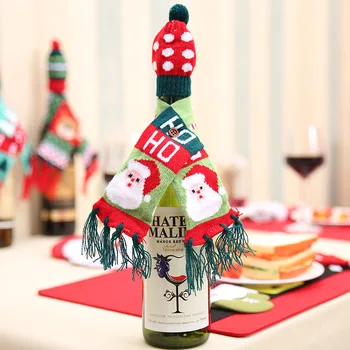 2021 Mados Kalėdų Dekoracijas Namų Santa Claus Vyno Butelio Dangtelį Drabužių Nustatyti Skrybėlę Kepurė Šalikas Stalo Dekoro Navidad Dovanos