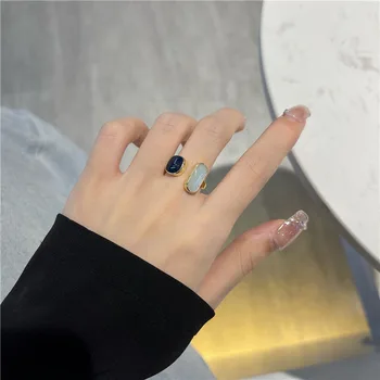 Prancūzijos Retro Romantiškas Spalvų Atitikimo Lašas Glazūra Aukso Atidaryti Žiedai Moteris 2022 Korėjos Bižuterijos Šalies Mergaičių Prabangus Žiedas