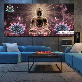 Religinių Buda Diamond Tapybos Kryželiu Portreto Mozaika, Pilna Deimantų, Siuvinėjimo Aikštėje Kalnų Krištolas Meditacija Buda Lotus