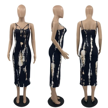 Didmeninės Drabužių Spausdinti Plius Dydis Vasaros Suknelės Moterims Streetwear Rankovių Bodycon Midi Suknelė Tuščiaviduriai Iš Tvarstis Šalis Suknelė