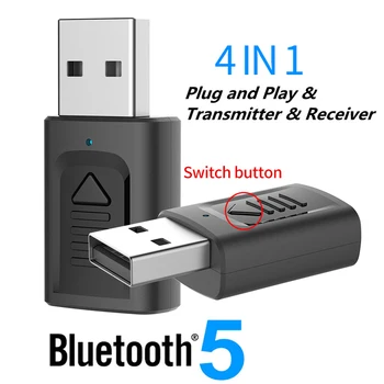 USB Bluetooth 5.0 Garso Imtuvas, Siųstuvas, 4 IN 1 Mini Stereo 