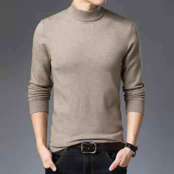 2019 m. rudenį ir žiemą, aukštos apykaklės storas šiltas megztinis vyrų megztinis prekės vyrų megztinis Plonas vyriški megztiniai (10 spalvų)
