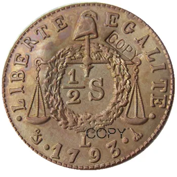 Prancūzija 1793L 1/2S Vario Monetų Kopijos