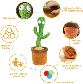 Naujos Interaktyvios Elektroninės Šokių Kaktusas, Dainuoti, Kalbėti Įrašyti & Kartoti Šokių Apdailos Kaktusas Įdaryti Pliušinis Žaislas
