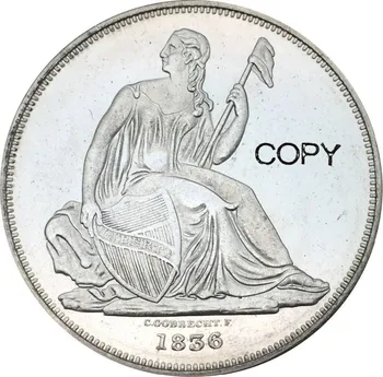 Jungtinių Amerikos valstijų Vienas Doleris 1836 Gobrecht Doleris Pavadinimas, palyginti su Bazinių Medalis Derinimą aš Žalvario, Padengta Sidabro Monetų Kopijos