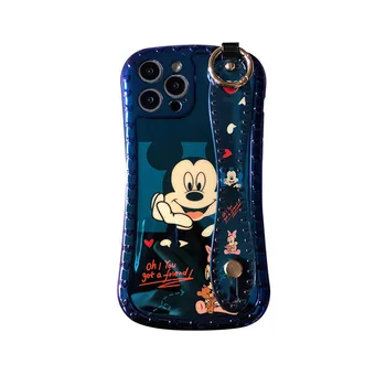 DISNEY DTD Telefono dėklas su Dirželiu Šypsena Mickey Minnie IPhone 12 Pro Max 11 Atvejų XR XS X 7 8 Plius Telefonas Apima