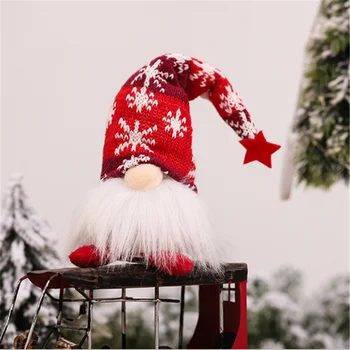 Kalėdų Rudolph Nykštukas Beveidis Lėlės Ornamentu Navidad Kalėdinė Dekoracija LED Šviesos Beveidis Miško Vyras Elf Lėlės Kerst