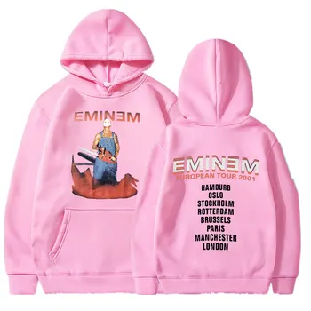 Eminem Europos Kelionių 90-ųjų Hip-Hop Rap Promo Hoodie Karšto Naujas Spausdinti Megztiniai Vyrams (Puloveris Negabaritinių Streetwear Viršūnės