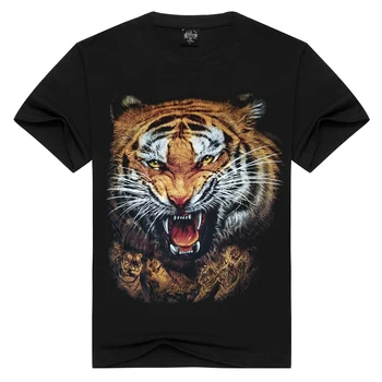 3d Žiaurus tigrai spausdinimo Vyrų medvilnės marškinėliai vyrams juodi marškinėliai 3d tiger dizaino marškinėliai laisvus marškinėlius vyras plius dydis