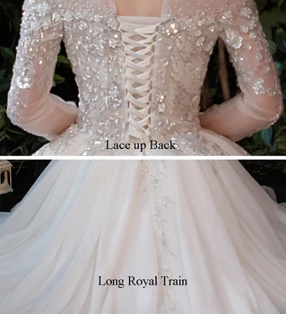 Blizgučiai Duobute Ilgomis Rankovėmis Valtis Kaklo Prabangūs Naujos Vestuvinės Suknelės, Uždusęs Sijonas Royal Traukinio Vestuvių Nuotaka Kamuolys Suknelė Plius Dydžių 2021