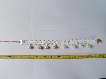 2022 m. naujo dizaino Fahion Balta perlų pakabukas pareiškimą Nėrinių audinio diržų chokers karoliai moterims