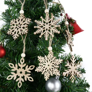 6Pcs/set Vintage Kalėdų Snaigės Medinis Pakabas, Kalėdų Papuošalų, Medžio Amatų Namų Kalėdų Eglutės Kabo Dekoro Noel Dovana