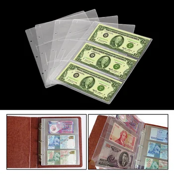 Skaidrus Pinigų Banknotų Popieriaus Pinigų Surinkimo Albumą Banknotų Laikiklis 3-Lizdas Popieriniai Pinigai Apsauginis Maišelis Palaidų Lapų Lapas
