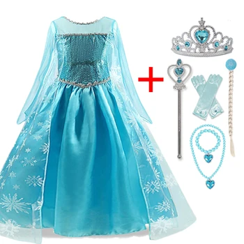 Septynių Mergaičių Kostiumai Elsa Dress Helovinas Šalis Cosplay Princesė Drabužiai
