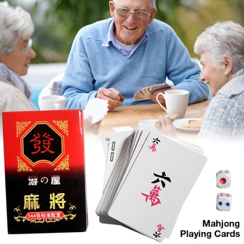 144 Korteles/Set Tradicinę Kinų Mahjong Žaidimo Kortas Su 2 Kauliukus Įdomus Stalo Kortų Žaidimas Šeimos Atostogų Šalis Kortos