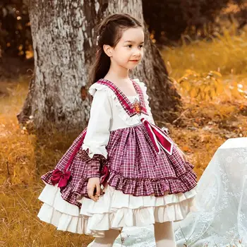 2vnt Vaikų ispanijos Suknelės Baby Girl Lolita Princess Kamuolys Suknelė 2022 Kūdikio Gimtadienio Suknelė su Apsiaustu Bamblys Ispanija Vestidos