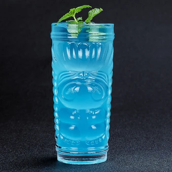 400-600ml Kūrybos Tiki Puodelis Alaus Kokteilis 3D Stiklo Taurės Grimace Havajų Smėlio, Ledo, Šalto Gėrimo Mados Įdomu Drinkware